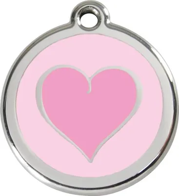 Produktbild von Herz Rosa Rosa Edelstahl Hundemarke klein/klein Ø. 2 cm - Reddingo