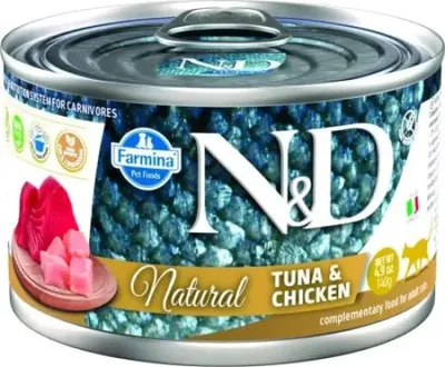 Obrázek produktu pro FARMINA ND CAT NATURAL Tuňák/Kuře 140g