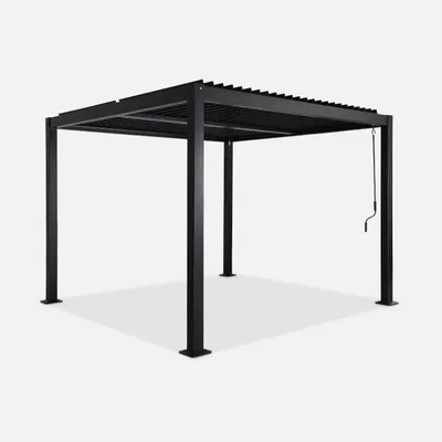 Immagine prodotto di Pergola bioclimatica 3x3m in alluminio e acciaio, lamelle orientabili, Nero