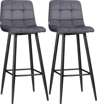 Produktbild von 2er-Set Barhocker mit Fußstütze im Retrodesign 42 cm x 47 cm x 105 cm Grau