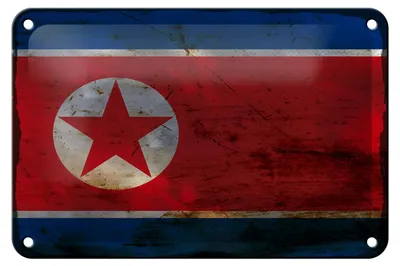 Produktbild von Blechschild Flagge Nordkorea 18x12cm North Korea Rost Dekoration