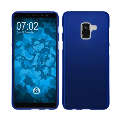Produktbild von PhoneNatic Case kompatibel mit Samsung Galaxy A8 Plus (2018) - blau Silikon Hülle matt Cover