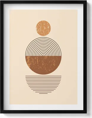 Produktbild von Geometrische Kunst im Boho-Stil– Wandbild mit Rahmen – Gerahmtes Bild  – Wanddekoration – 60x80 cm –  Schwarz Rahmen