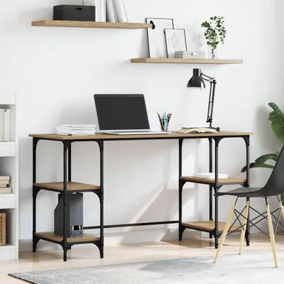 Image de Bureau exclusif - Structure en bois stratifié imitation chêne artisanal, dimensions : 140 x 50 x 75 cm