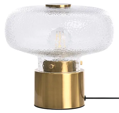 Produktbild von BELIANI Tischlampe Messing Metall 23 cm Hoch 1-Flammig Runder Schirm Langes Kabel mit Schalter Moderne Tischleuchte Nachttischlampe Schlafzimmer