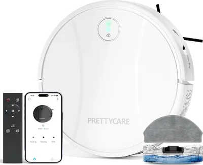 Immagine prodotto di Aspirapolvere robot, potenza di aspirazione 4000Pa, controllo app WiFi, C2 Bianco