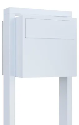 Produktbild von Standbriefkasten Lucera in Weiß | rückseitige Entnahme