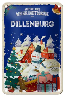 Produktbild von Blechschild Weihnachtsgrüße DILLENBURG Geschenk Dekoration  12x18cm