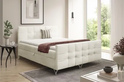 Produktbild von Boxspringbett Schlafzimmerbett PERLA 180x220cm Stoff Coral Ecru