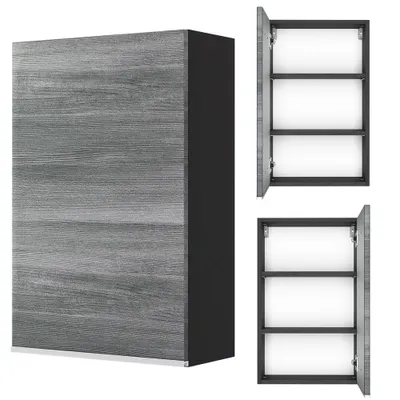 Produktbild von Hängeschrank 40cm in Eiche rauchsilber APIA-03 mit 1 gedämpften Tür, B/H/T ca. 40/64/20 cm