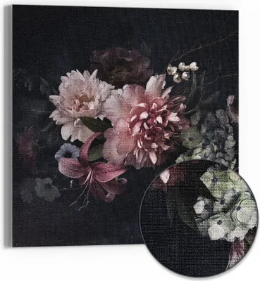 Produktbild von DEQORI Hybrid Leinwand Bild 30x30 cm 'Blühende Pracht' Wandbild Glas flach modern