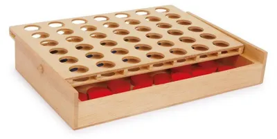 Productafbeelding van Gezelschapsspel vier in een rij op reis - Houten doos voor onderweg