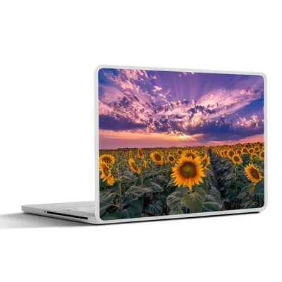 Produktbild von MuchoWow® Laptop Aufkleber Sticker Cover Blumen - Himmel - Lila - Sonnenuntergang 30x21 cm - Sticker für Laptop - Selbstklebend