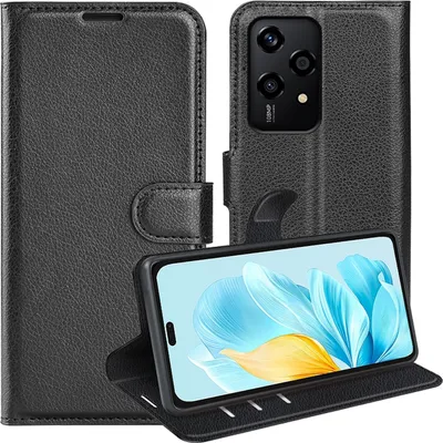 Produktbild von Für Honor 200 Lite Smart Handy Tasche Schwarz Etuis Kunst-Leder Hülle Cover Case Book