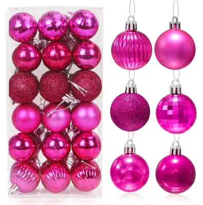 Productafbeelding van Kerstballen, rozenrood, 36 stuks, kunststof, 4 cm, kerstboomversiering set