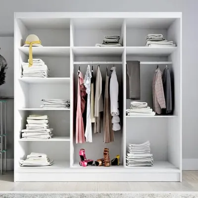 Produktbild von Schwebetürenschrank, 3-türig Schrank 200 cm mit Spiegel ARIVA 2 (Weiß)