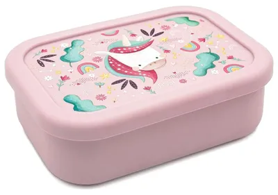 Image de Boîte à goûter en silicone « Animaux » - 12 x 17 cm - Rose | par Sassi Junior
