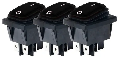 Produktbild von Orbit Wippschalter 4-polig 30 x 22 mm, 16 A, schwarz - 3 Stück