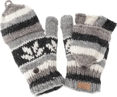 Produktbild von Handschuhe, Handgestrickte Klapphandschuhe, Fingerhandschuhe - Modell 5, Uni, Grau, Wolle, Handschuhe & Handstulpen