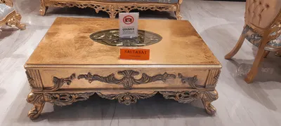 Zdjęcie produktu dla Barokowy stolik kawowy w kolorze złotym rzeźbione nogi stolik drewno salon