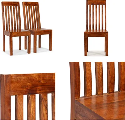 Productafbeelding van vidaXL Eetkamerstoelen, 2 stuks, massief hout met honingkleurige afwerking - Eetkamerstoel - Eetkamerstoelen - Houten eetkamerstoel - Houten eetkamerstoelen