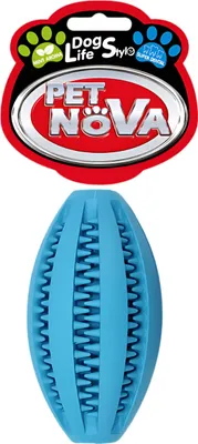 Zdjęcie produktu dla Pet Nova Piłka Dla Psa Superdental Rugby  Czyszcząca Zęby Niebieska 11 Cm