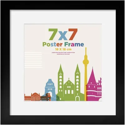 Zdjęcie produktu dla Rama na zdjęcia 18x18 cm, drewniana, z pleksi i ramką passepartout na zdjęcia 13x13 cm, kolor czarny