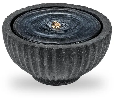 Produktbild von COSTWAY Springbrunnen Rund, Gartenbrunnen mit LED Beleuchtung & Pumpe, Brunnen Outdoor, Steinoptik, Zimmerbrunnen, Wasserfall Brunnen Ø 45cm H.23,5cm