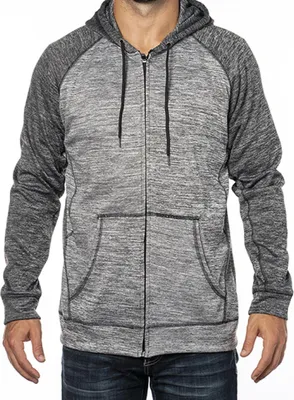 Produktbild von Burnside B8660 | Herren Performance Raglan Hoodie - Farbe: Heather Grey/Heather Charcoal - Größe: XL