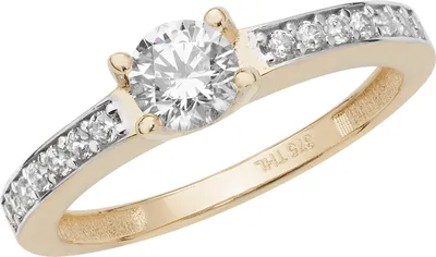 Produktbild von Raffinierter 9 Karat (375) Gold Solitär Verlobung Damen - Ring mit Zirkonia (synth.), 59 (18.8); TRS17088RSR