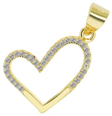 Produktbild von 925/- Echt Silber Anhänger Herz "Carlee" mit Zirkonia, vergoldet oder rhodiniert