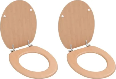 Produktbild von The Living Store Toilettensitze 2 Stk. mit Deckel MDF Bambus-Design