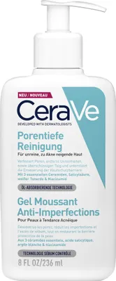 Produktbild von Cerave porentiefe Reinigung für unreine, zu Akne neigende Haut, 236 ml Gel