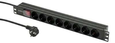 Productafbeelding van 19" contactdoosstrook | PDU 8-voudig | met schakelaar | 1U, zwart