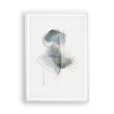 Produktbild von Gerahmtes Poster - Weißer Rahmen - Aquarell Flecken Gold - 70x100 cm - Wand Bild - Wanddeko - Wandbilder - Kunstposter - Wandposter - Bilderrahmen - Bilder - Kunstdruck - P2WPA70x100-4830