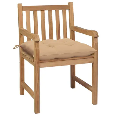 Image de vidaXL Chaises de jardin 2 pcs. avec coussin beige teck massif