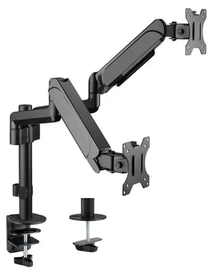 Produktbild von Equip Neig-/schwenkbare Doppelmonitorhalter für Bildschirme mit 17 bis 32 Zoll, Klemme, 18 kg, 43,2 cm (17"), 81,3 cm (32"), 100 x 100 mm, Schwarz