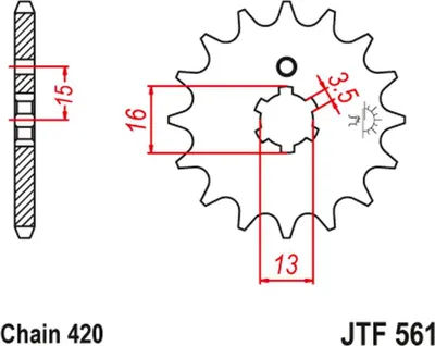 Produktbild von Jt Vorderes Ritzel 415 16 Für Yamaha Rd 80 Mx '81-82' (41516Jt) (Kette 420)