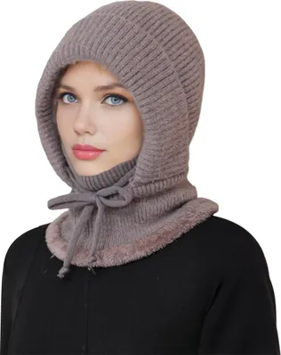 Produktbild von Outdoor-Kopfbedeckung, einfarbig, mit Plüschbesatz, winddicht, warm, Gesichtsschutz, Schal, Mütze, Ski-, Wander-, Rad- und Wintersport-Kopfbedeckung