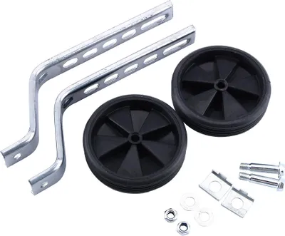 Image de Roues de support pour vélo d'enfant, 2 pièces, 720 g, réglables, plastique + sécurité en fer pour vélos de 12-20 pouces