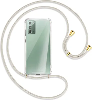 Produktbild von Handykette Backcover-Schutzhülle mit Band (Metall goldfarben) für Samsung Galaxy Note20 4G/5G (N980,N981) - broken white