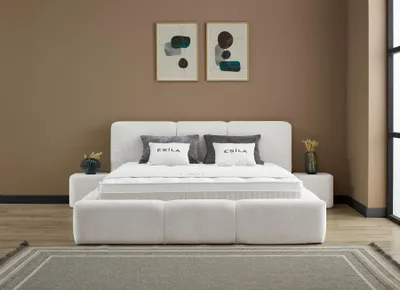 Produktbild von Boxspringbett Esila 180 x 200 cm Cremeweiß Voll-orthopädisches Komfortbett mit Bettkasten, inkl. Lieferung und Montage