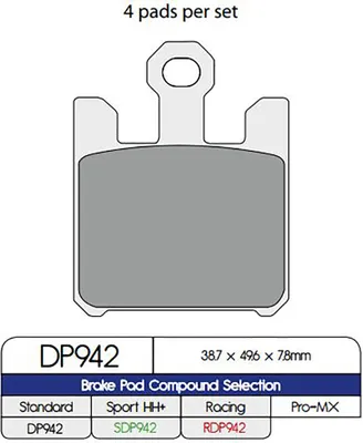 Immagine prodotto di Pastiglie freno sinterizzate DP Brakes DP942. Taglia unica