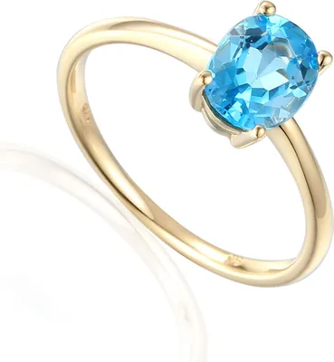 Produktbild von 585er Gelbgold Damenring mit Blautopas 1,53ct. Gr. 54 Edelstein Ring