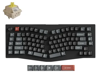 Image de Clavier mécanique sans fil Keychron V10 Ultra 8K QWERTY US entièrement assemblé, avec molette / Noir / Commutateurs Keychron Silk POM - Banana