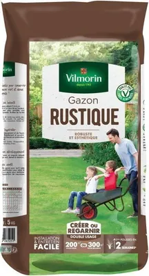 Immagine prodotto di Prato rustico VILMORIN, sacco da 5 kg, resistente, fitto, robusto, estetico, 200-300 m²