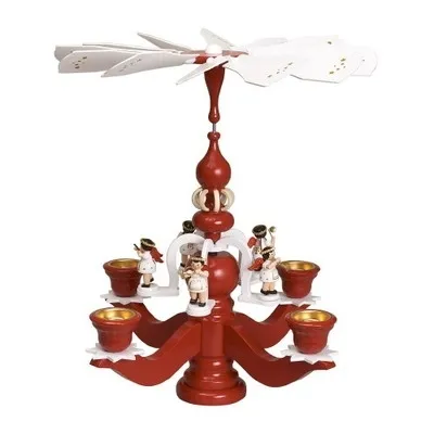 Produktbild von Leuchterpyramide mit Engeln rot HxLxB 40x40x45cm NEU