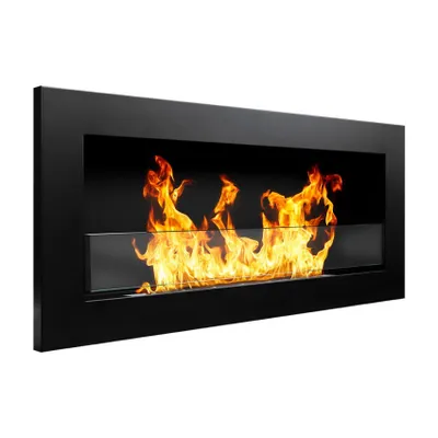 Image de Cheminée bioéthanol murale ou encastrable Livorno Nero L 90xP 12xH 40 avec vitre
