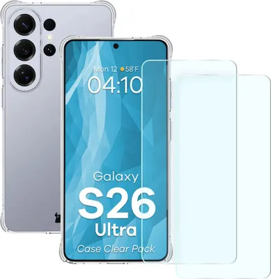 Produktbild von Schutzhülle + 2x gehärtetes Glas für Galaxy S26 Ultra, Bizon Case Clear Pack, Transparent