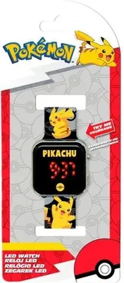 Obrázek produktu pro Pokémon LED hodiny, licence pro děti, zobrazení data, vyměnitelné pozadí, včetně baterie CR2032